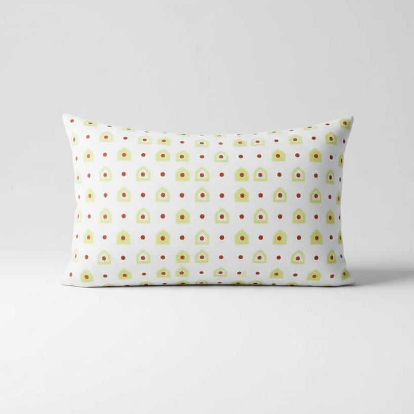 Decorative pillow with a floral pattern on a white background
